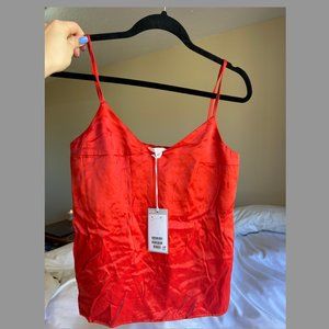 COS red satin tank top